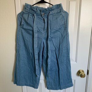 Only Women Wide Leg Belted Pants, Blue, Size XS
